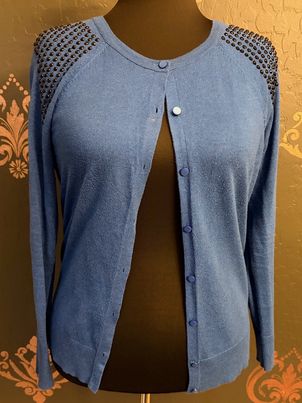 Merona Royal Blue Studded Shoulder Cardigan